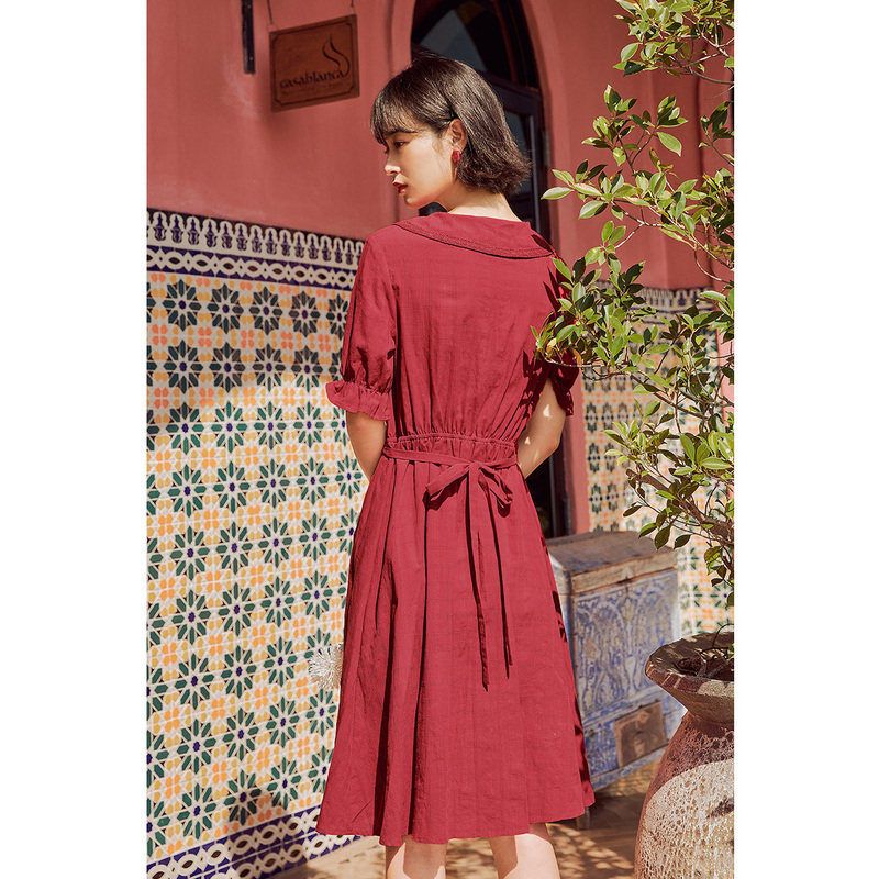 茵曼法式复古小奶紫色甜美连衣裙 茵曼翰飞连衣裙