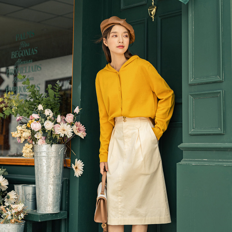 茵曼旗舰店2020秋装新款高腰半身裙 茵曼筱茵半身裙