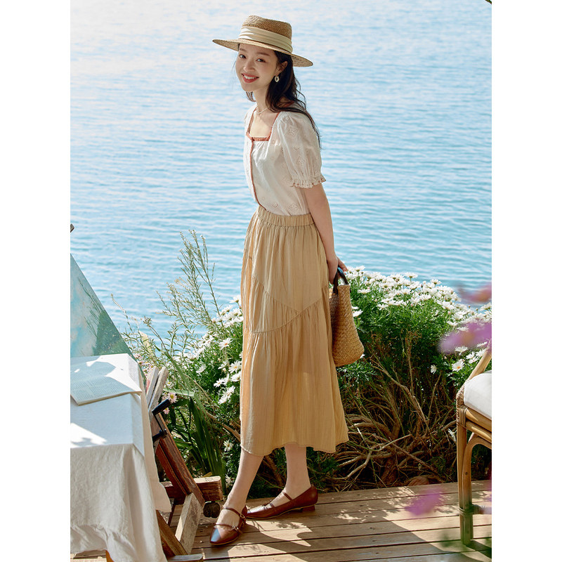 茵曼法式复古2023夏季新款半身裙 茵曼筱茵半身裙