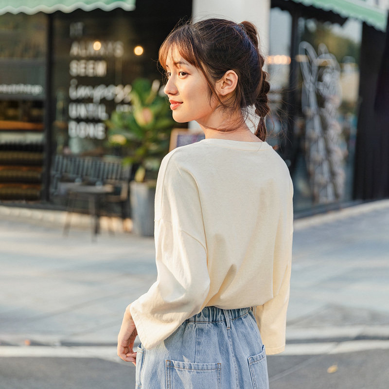 茵曼旗舰店2020春夏新款中袖打底衫 茵曼翰飞T恤