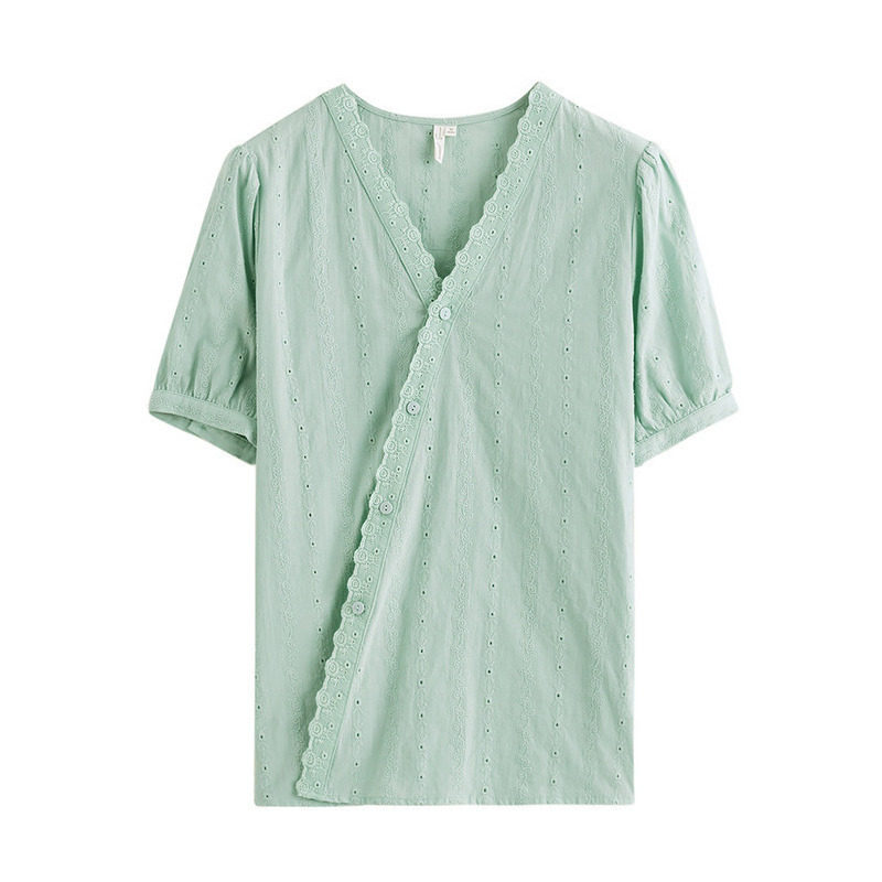 茵曼短袖女设计感小众2020夏装衬衫 茵曼筱茵衬衫