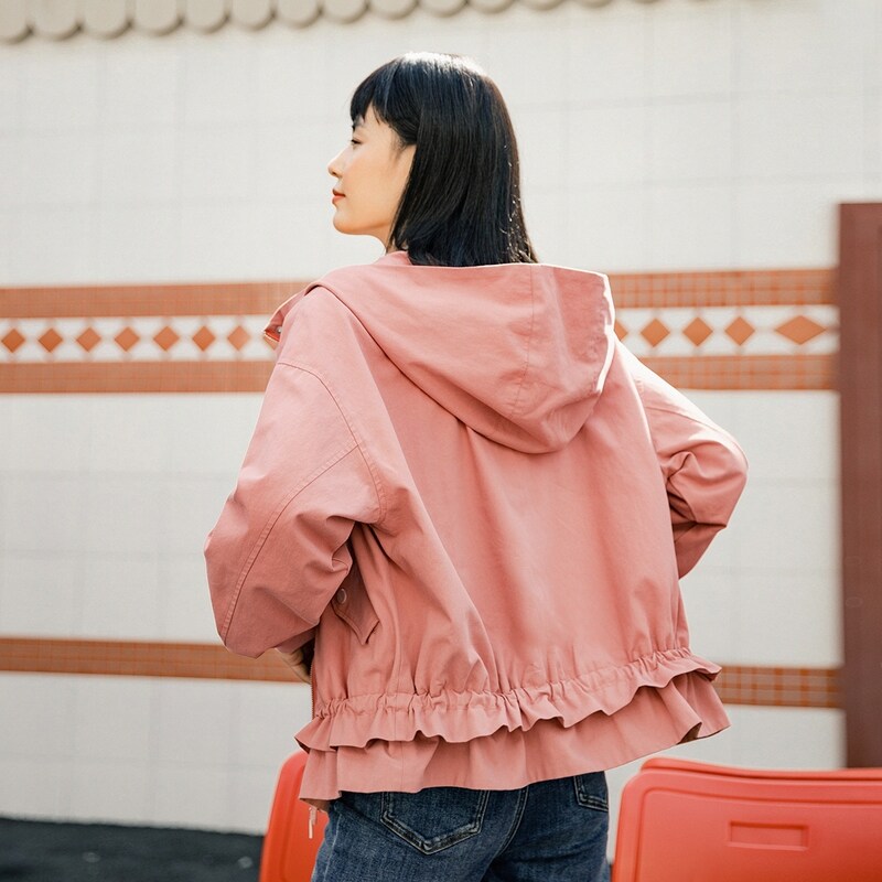 茵曼2020年春秋冬新款长袖休闲工装 茵曼田田极客短外套