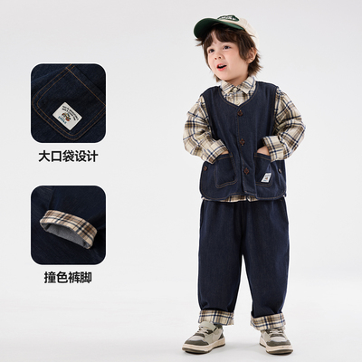 嘟嘟家儿童牛仔套装三件套