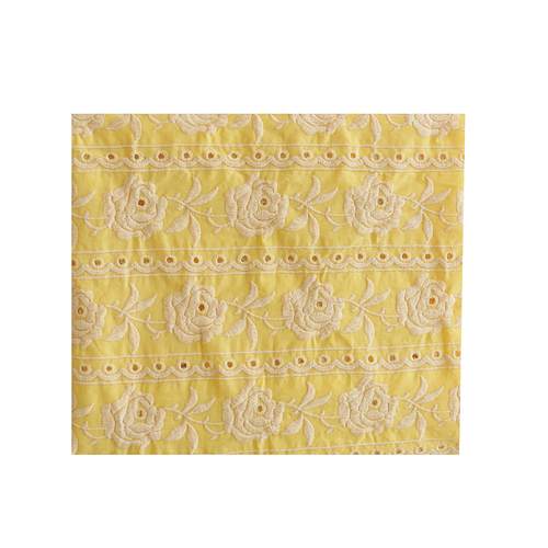 纯棉黄色玫瑰重工刺绣连衣裙衬衫服装面料diy桌布包包抱枕布料 - 图3