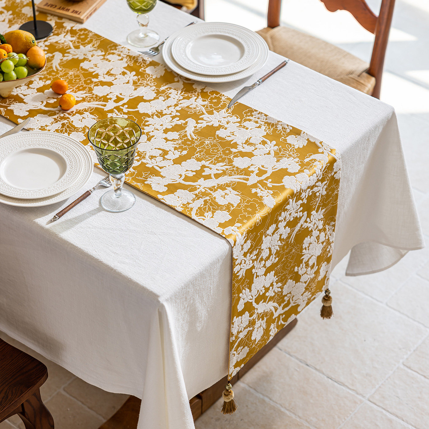 复古美式高级感美式法式立体刺绣流苏餐桌玄关电视柜新中式桌旗,淘宝优惠券,粉丝福利购,淘宝优惠卷