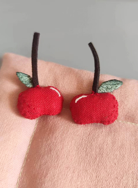 diy可爱棉麻布女手作耳环少女心