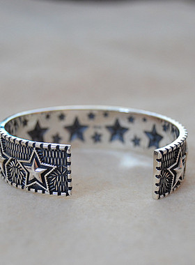 朋克风纯银开口配饰复古手环