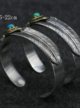 原创设计风纯银复古羽毛手环