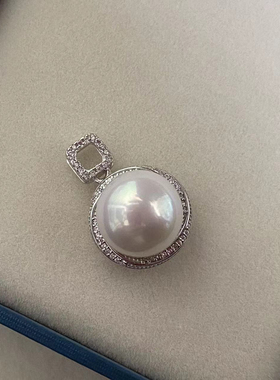 一物一链接C163号 11.9左右极光白亮爱迪生珍珠吊坠925纯银吊坠