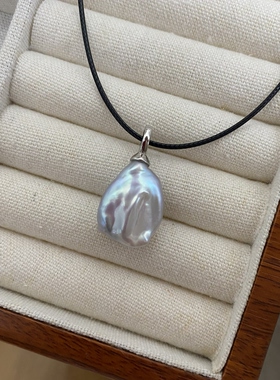 一物一链接 天然淡水蓝血色巴洛克珍珠吊坠925纯银万能扣吊坠单坠