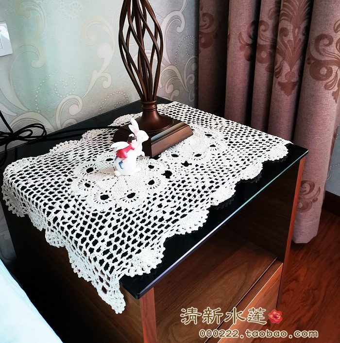 清新水莲 手工钩针钩花沙发扶手巾 美式复古纯棉床头柜装饰盖布巾,淘宝优惠券,粉丝福利购,淘宝优惠卷