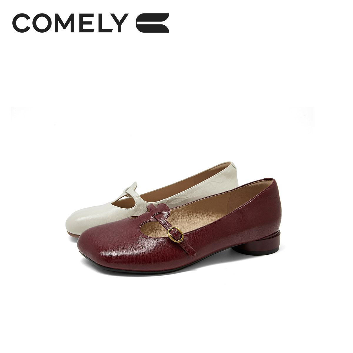 康莉T字扣玛丽珍鞋女2025秋季新款平底单鞋一字带女单鞋商场同款,淘宝优惠券,粉丝福利购,淘宝优惠卷