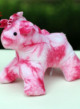 云南特色扎染小马玩偶 手工蓝染布艺公仔 大理旅游纪念礼品