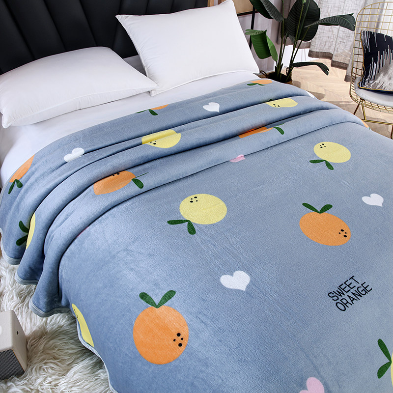 冬季法兰绒毛毯双面绒午睡空调盖毯单双人铺床加绒床单珊瑚绒毯子