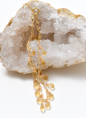 11月生辰石黄水晶14K包金手链