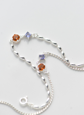 焦糖三合一草天然黄水晶手链