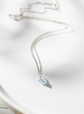 三合一草海蓝宝纯银女项链