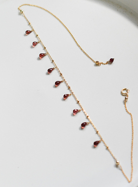 水滴锁骨链三合一草石榴石项链