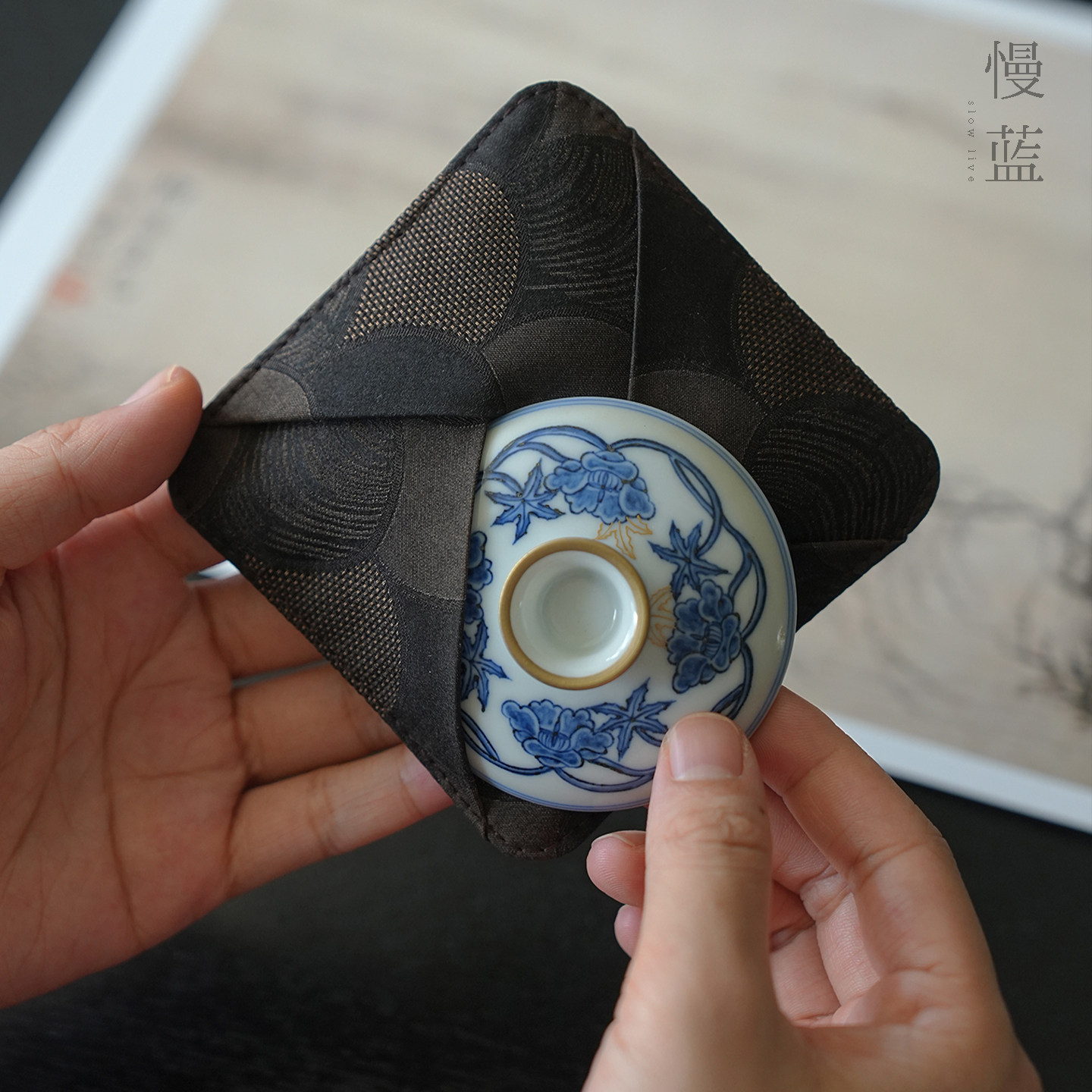 慢蓝 | 香云纱中式复古茶器收纳户外便携包茶具茶包手提包茶包袋,淘宝优惠券,粉丝福利购,淘宝优惠卷