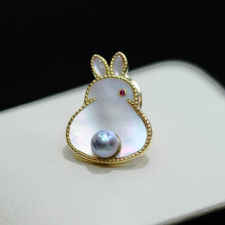 Shallow Hut S925 Sterling Silver Bunny White Butterfly Shell Seashell Really Nucleated Freshwater Pearl Brooch Corsage Earrings