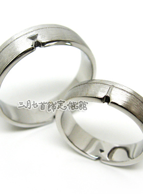 纯银饰品指环情侣对戒定制名字