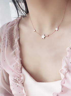 通体925银项链手绘白镶嵌锆石女