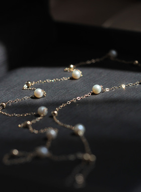 正圆天然珍珠进口注金叠戴长项链