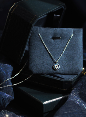 恶魔之眼镶锆石通体纯银项链耳线