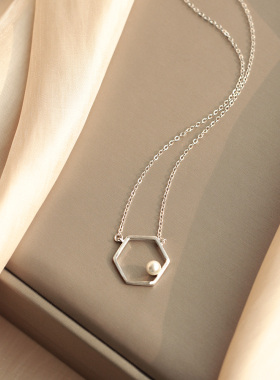 纯银项链珍珠小众礼物吊坠