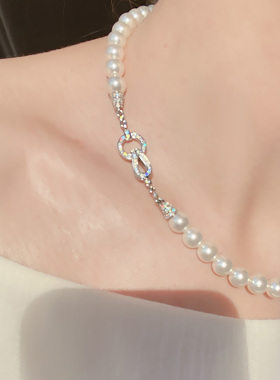 奥地利施家珍珠极光白透粉项链