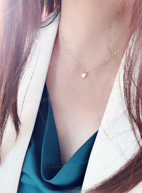 简约百搭通勤款通体圆片银项链