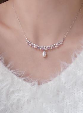 天然珍珠蕾丝通体纯银项链耳环