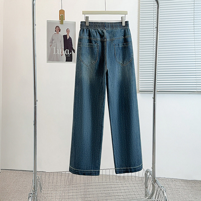 300斤特大码高腰直筒牛仔裤女秋季胖mm200显瘦遮胯直筒烟管长裤子,淘宝优惠券,粉丝福利购,淘宝优惠卷