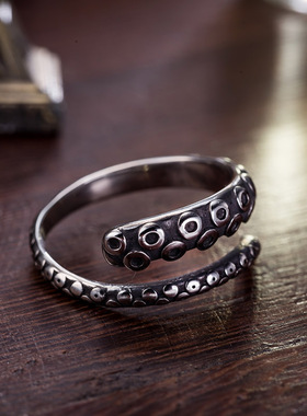 纯银朋克风触角欧美撒旦戒指