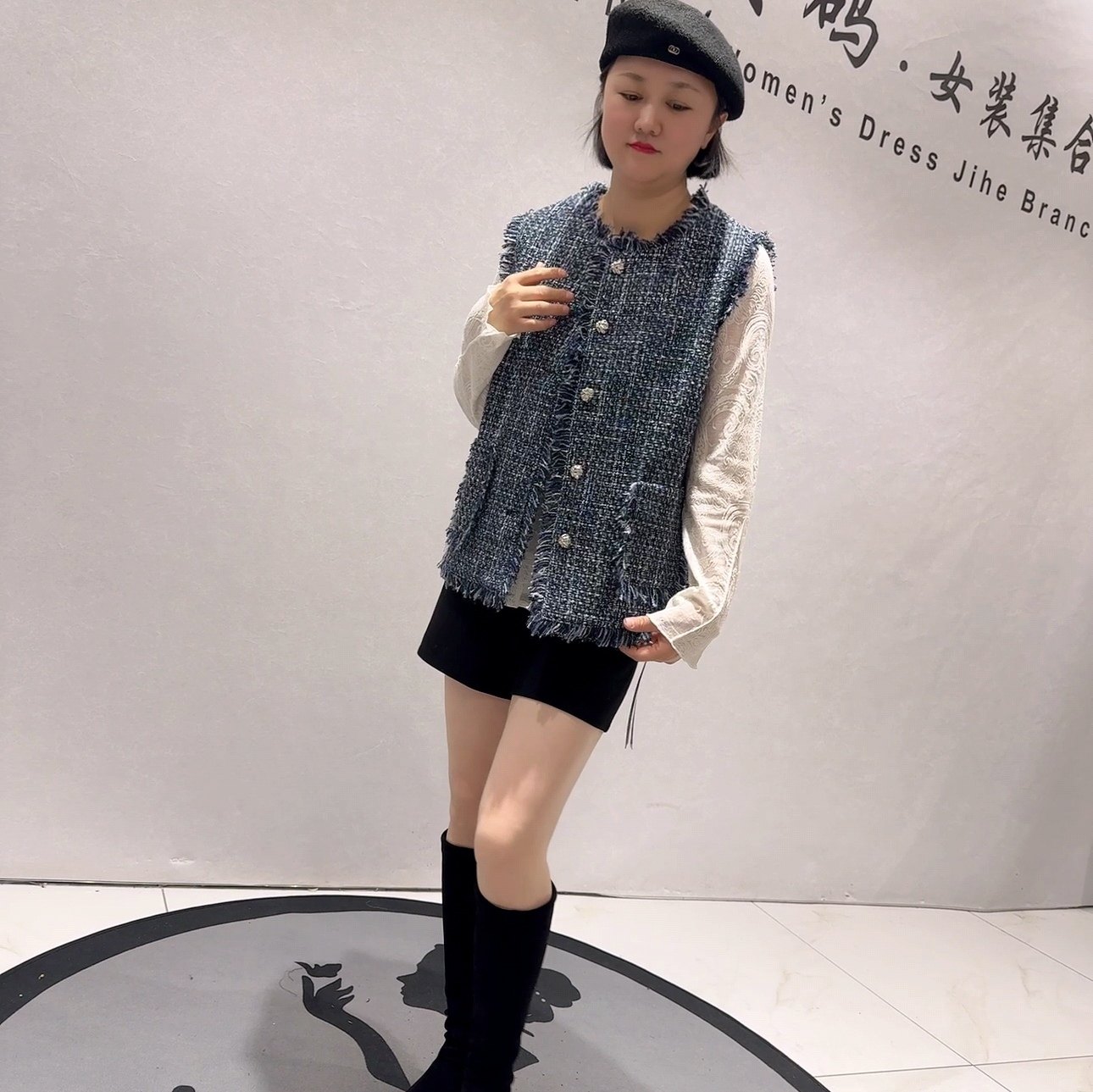 7518针丝缘子汇春款新品洋气女人味气质小香风时尚马甲加大码女装,淘宝优惠券,粉丝福利购,淘宝优惠卷