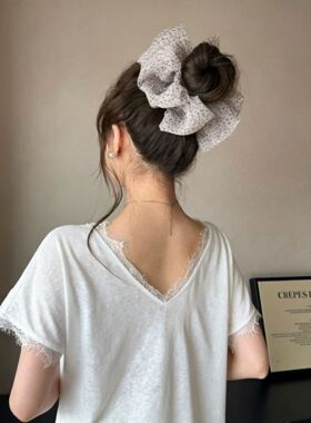 蓬松网纱香蕉夹~慵懒氛围感女港风2026新款网红通勤发夹时尚发饰