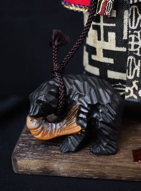 双子商店 孤品中古日本北海道传统民艺木雕人形猎人装饰摆件