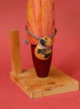 双子商店 孤品中古日本制职人手作木雕手绘木介子人物装饰摆件