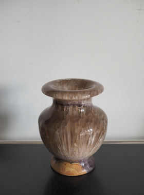 中古水晶玉石花瓶结晶玉石花器