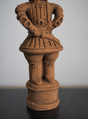 中古红陶人物摆件红陶佣兵摆件