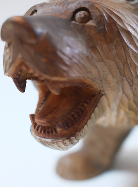 双子商店 孤品中古日本制昭和时期北海道手工木雕棕熊装饰摆件