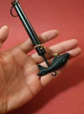 双子商店 孤品中古日本制南部铁器鲤鱼造型竹竿自在钩 挂钩
