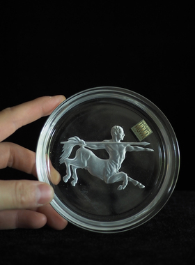 法国人头马水晶盘水晶雕刻盘