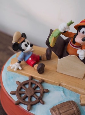 孤品中古迪斯尼正版航海系列米老鼠唐老鸭高飞树脂装饰摆件