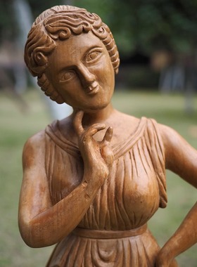 双子商店 孤品中古希腊制手工木雕女神装饰摆件 希腊女神像