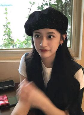 miu里miu气显脸小八角贝雷帽女