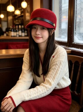 miu里miu气澳洲羊毛贝雷帽女