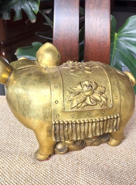 铜猪摆件黄铜金猪福气元宝猪家居
