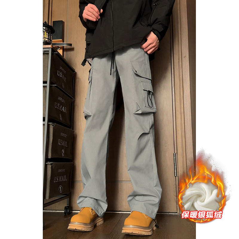 美式复古多口袋直筒工装裤男高街潮牌宽松纯色百搭阔腿休闲长裤子,淘宝优惠券,粉丝福利购,淘宝优惠卷