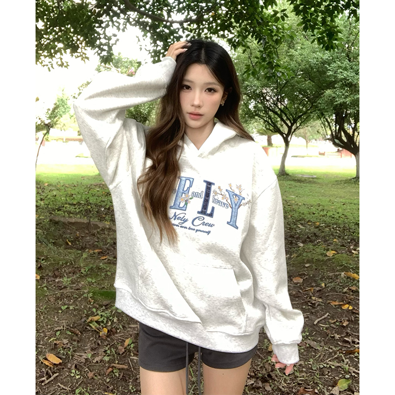 重磅潮牌刺绣连帽卫衣男秋季美式高街花卉帽衫复古百搭情侣款外套 - 图0